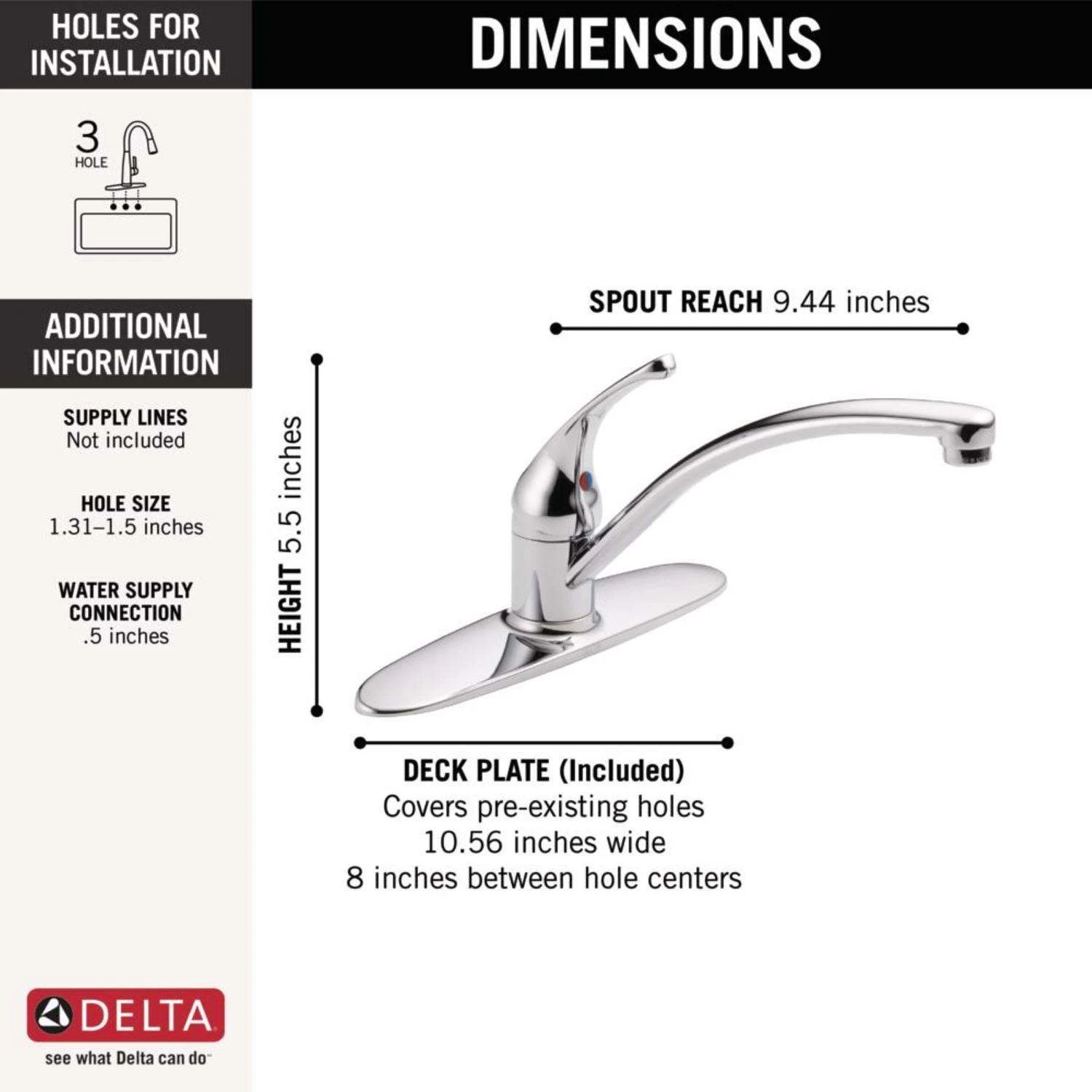 Delta Foundations One Handle Chrome Kitchen Faucet 2 Delta Foundations One Handle Chrome Kitchen Faucet - Image 2