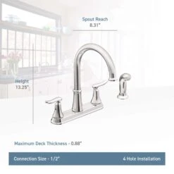 Moen Solidad Two Handle Chrome Kitchen Faucet Side Sprayer Included 7 Moen Solidad Two Handle Chrome Kitchen Faucet Side Sprayer Included -ACE Shop 0e18ee01 d267 47f5 927d e311705dd2aa