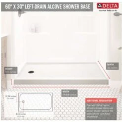 Delta Hycroft 4.5 In. H X 30 In. W X 60 In. L White Shower Base -ACE Shop 11d9be81 6665 458f a970 0ae4fd6ab1c7