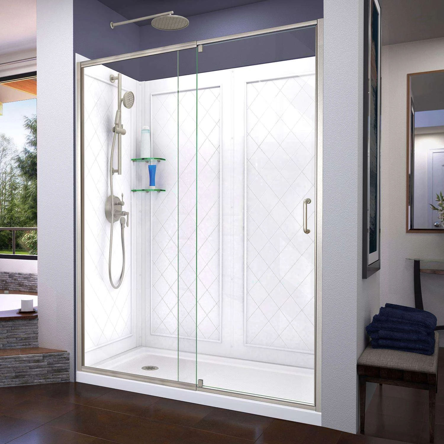 DreamLine Flex 76-3/4 In. H X 36 In. W X 60 In. L White Shower Backwalls Kit 1 DreamLine Flex 76-3/4 In. H X 36 In. W X 60 In. L White Shower Backwalls Kit