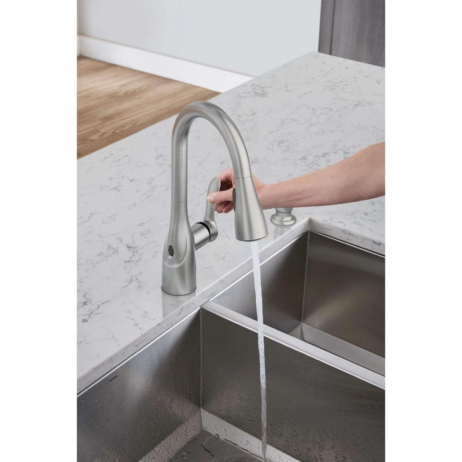 Moen Arlo One Handle Stainless Steel Motion Sensing Pull-Down Kitchen Faucet 3 Moen Arlo One Handle Stainless Steel Motion Sensing Pull-Down Kitchen Faucet - Image 3