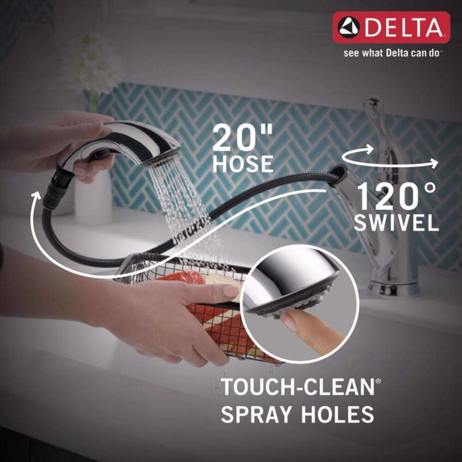 Delta Grant One Handle Chrome Pull-Out Kitchen Faucet 8 Delta Grant One Handle Chrome Pull-Out Kitchen Faucet - Image 8