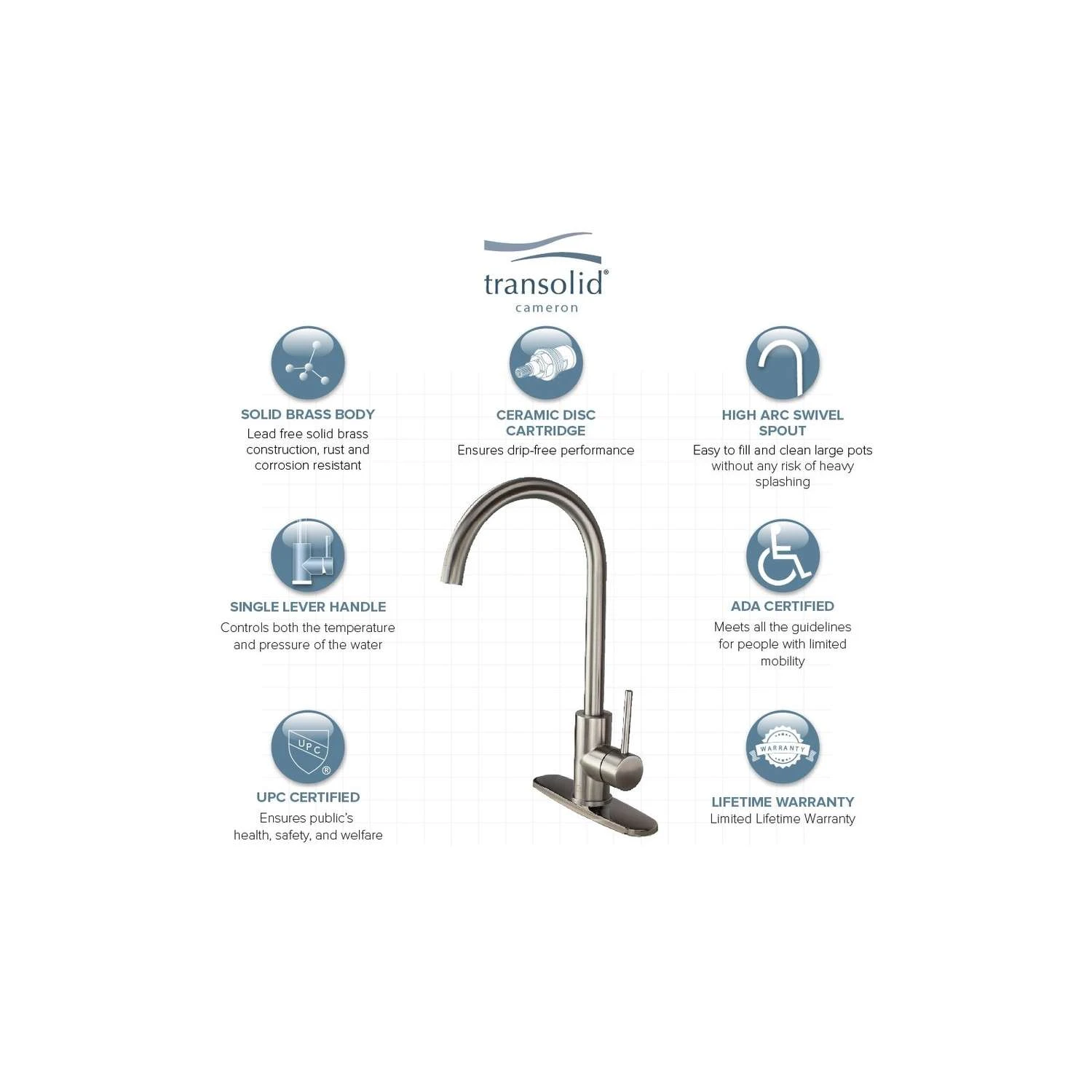 Transolid One Handle Stainless Steel Kitchen Faucet 4 Transolid One Handle Stainless Steel Kitchen Faucet - Image 4