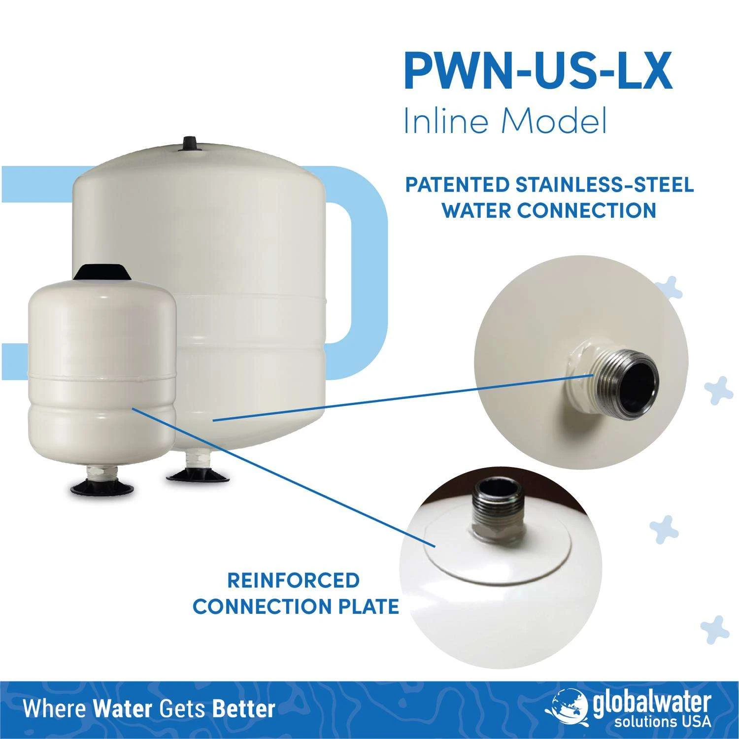 Global Water Solutions PressureWave 4.8 Gal Inline Pressure Tank 3 Global Water Solutions PressureWave 4.8 Gal Inline Pressure Tank - Image 3