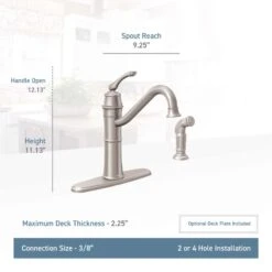 Moen Wetherly One Handle Stainless Steel Kitchen Faucet Side Sprayer Included -ACE Shop 4b281d6e 1284 4310 becb 529ffe979a71