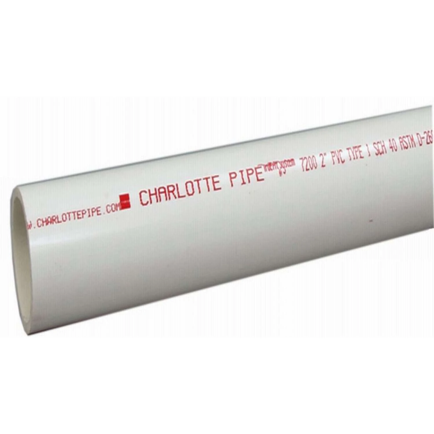 Charlotte Pipe Schedule 40 PVC Pipe 2 In. D X 5 Ft. L Plain End 280 Psi 1 Charlotte Pipe Schedule 40 PVC Pipe 2 In. D X 5 Ft. L Plain End 280 Psi