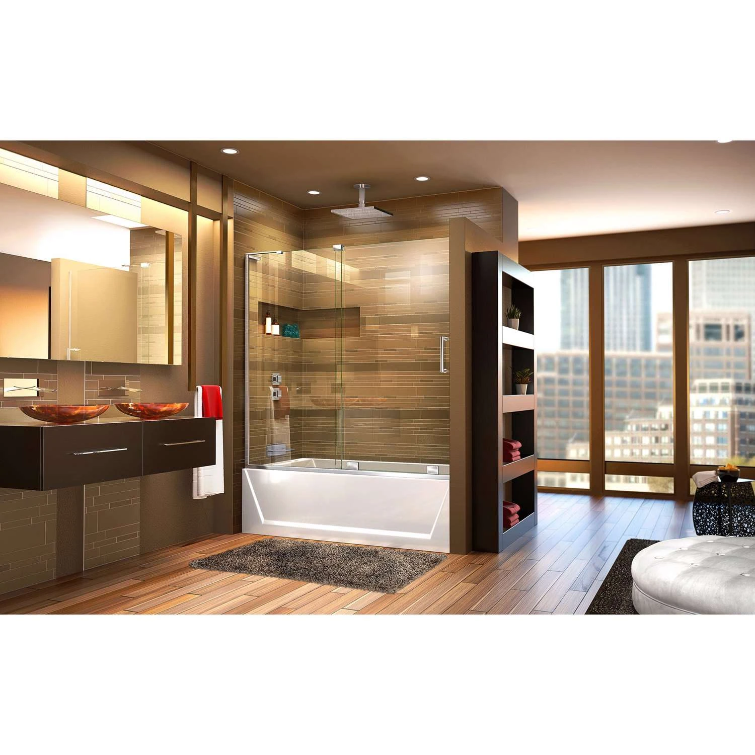 DreamLine Mirage-X 58 In. H X 56-60 In. W Chrome Frameless Tub Door 7 DreamLine Mirage-X 58 In. H X 56-60 In. W Chrome Frameless Tub Door - Image 7