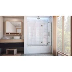 DreamLine Aqua 58 In. H X 56-60 In. W Brushed Nickel Frameless Tub Door 12 DreamLine Aqua 58 In. H X 56-60 In. W Brushed Nickel Frameless Tub Door -ACE Shop 5a924587 341b 4688 a925 d2ad824cb5fc