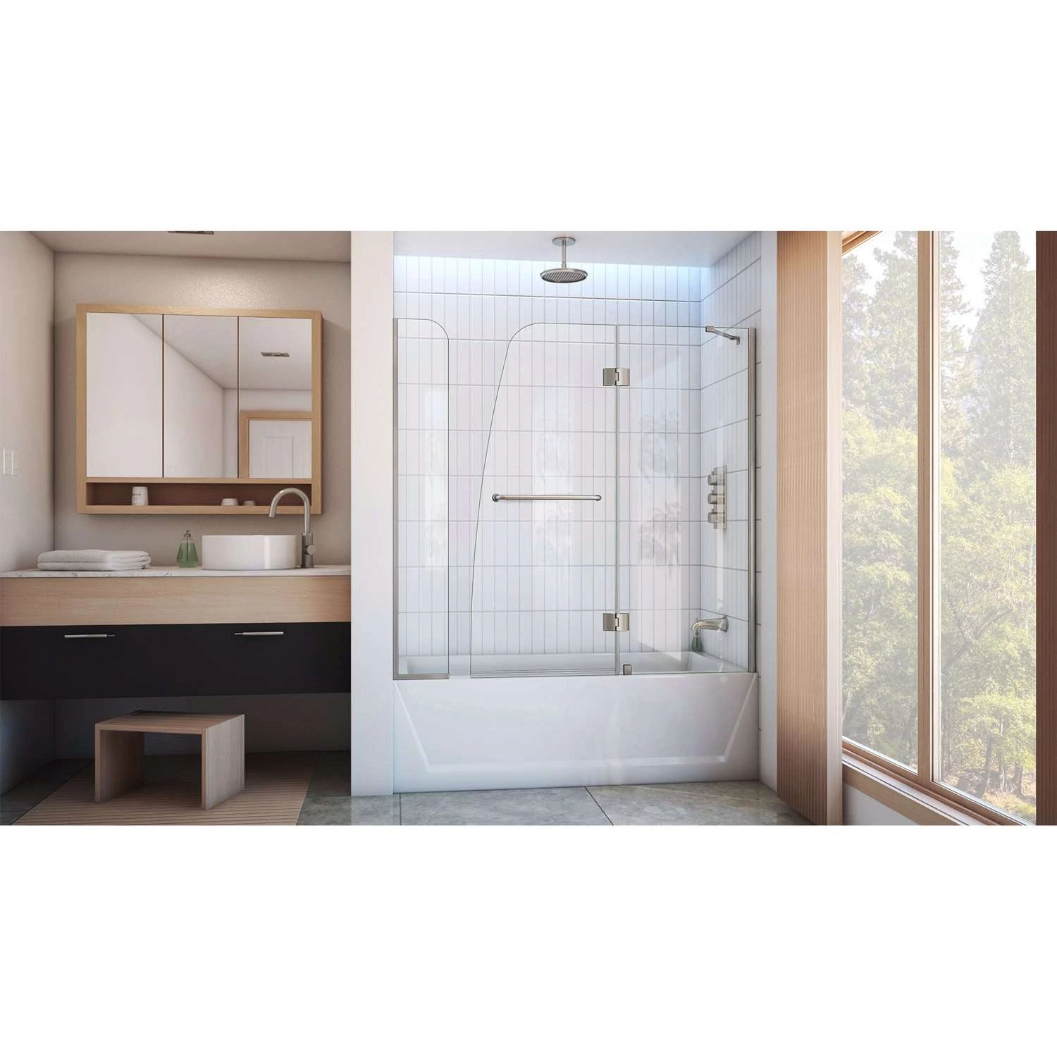 DreamLine Aqua 58 In. H X 56-60 In. W Brushed Nickel Frameless Tub Door 6 DreamLine Aqua 58 In. H X 56-60 In. W Brushed Nickel Frameless Tub Door - Image 6