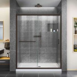 DreamLine Infinity-Z 72 In. H X 56-60 In. W Oil Rubbed Bronze Semi-Frameless Shower Door