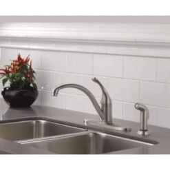 Delta Collins One Handle Stainless Steel Kitchen Faucet Side Sprayer Included -ACE Shop 63844e02 00e7 4b21 b882 83f0498ec4ff