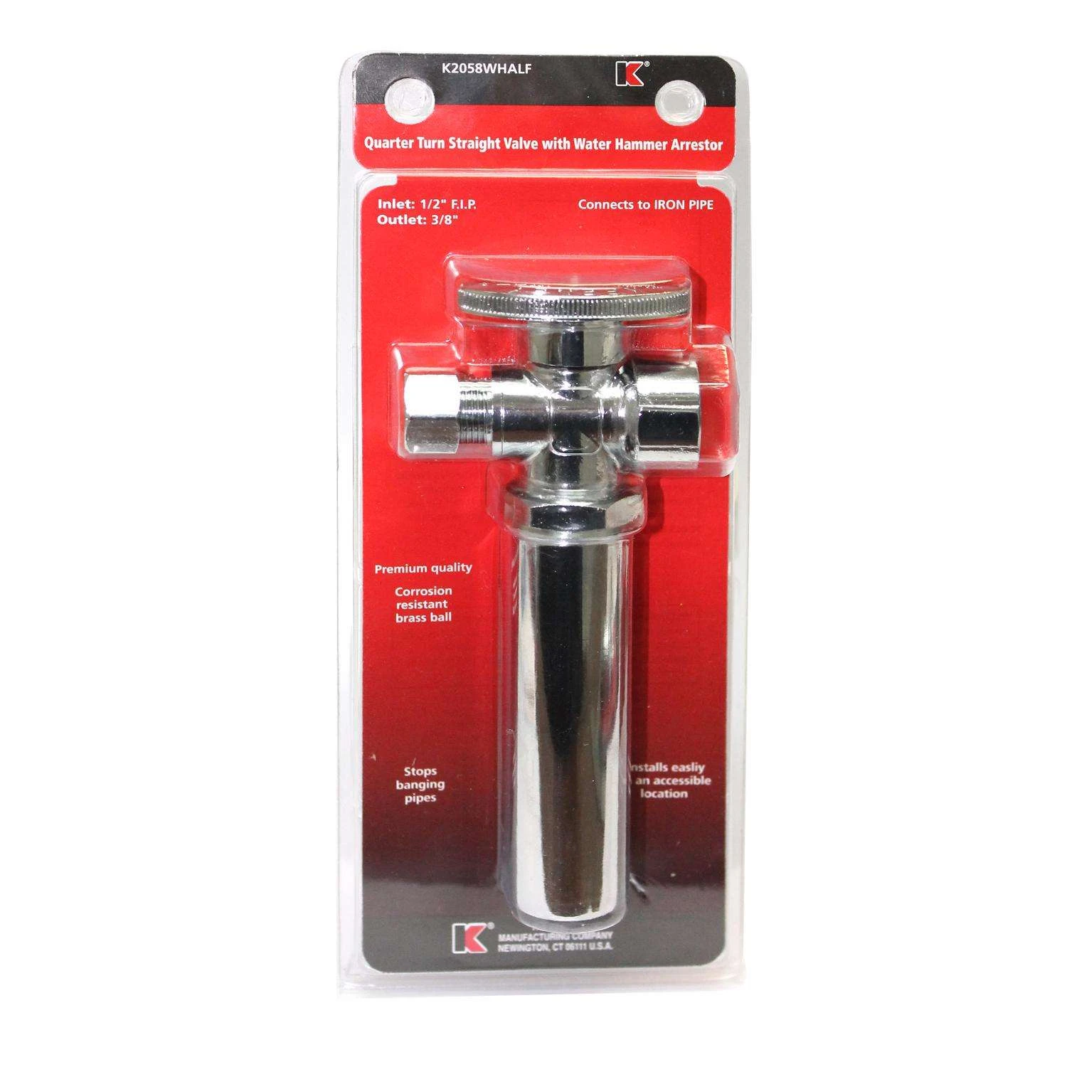 Keeney 1/2 In. FIP In. X 3/8 In. Compression Brass Shut-Off Valve With Water Hammer 2 Keeney 1/2 In. FIP In. X 3/8 In. Compression Brass Shut-Off Valve With Water Hammer - Image 2