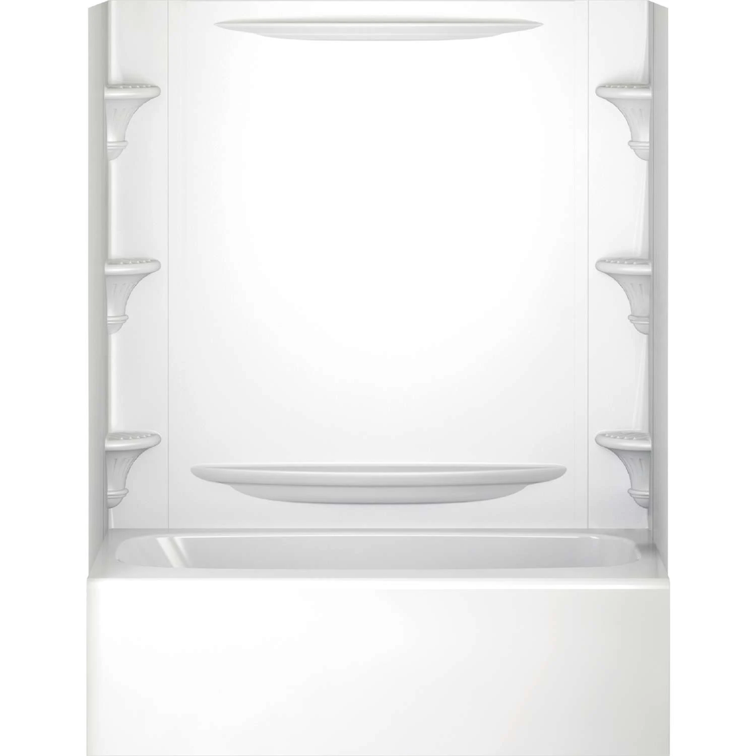 Delta Vesuvia 58 In. H X 60 In. W X 32 In. L White Bathtub Wall Set 1 Delta Vesuvia 58 In. H X 60 In. W X 32 In. L White Bathtub Wall Set