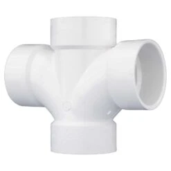 Charlotte Pipe Schedule 40 3 In. Hub X 3 In. D Hub PVC Double Sanitary Tee 1 Pk