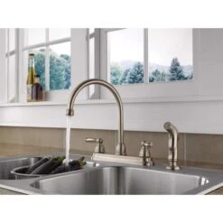 Peerless Claymore Two Handle Stainless Steel Kitchen Faucet Side Sprayer Included -ACE Shop 70664fe5 66ca 4981 9a11 b23dcab5206d