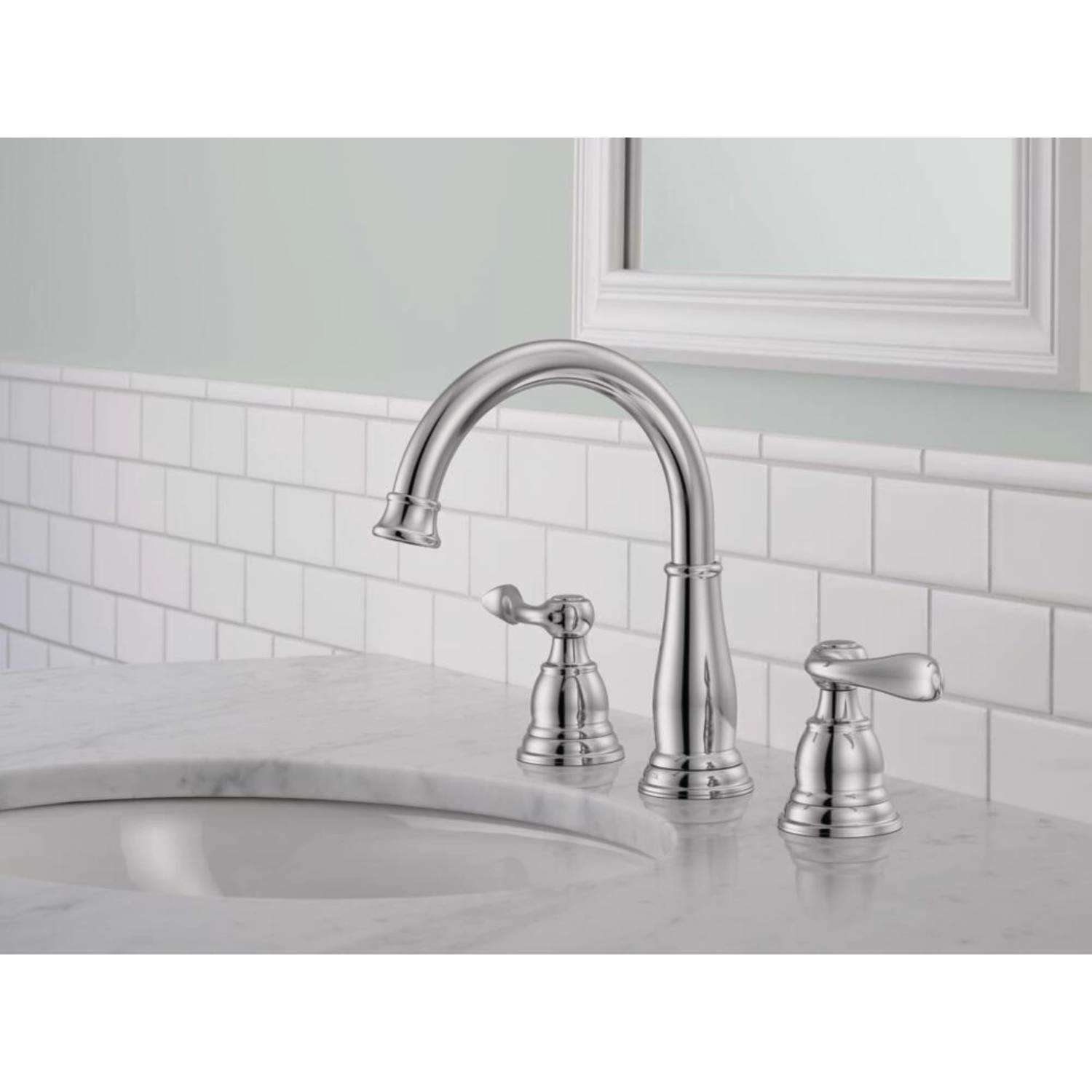 Delta Windemere Chrome Widespread Bathroom Sink Faucet 8 In. 3 Delta Windemere Chrome Widespread Bathroom Sink Faucet 8 In. - Image 3