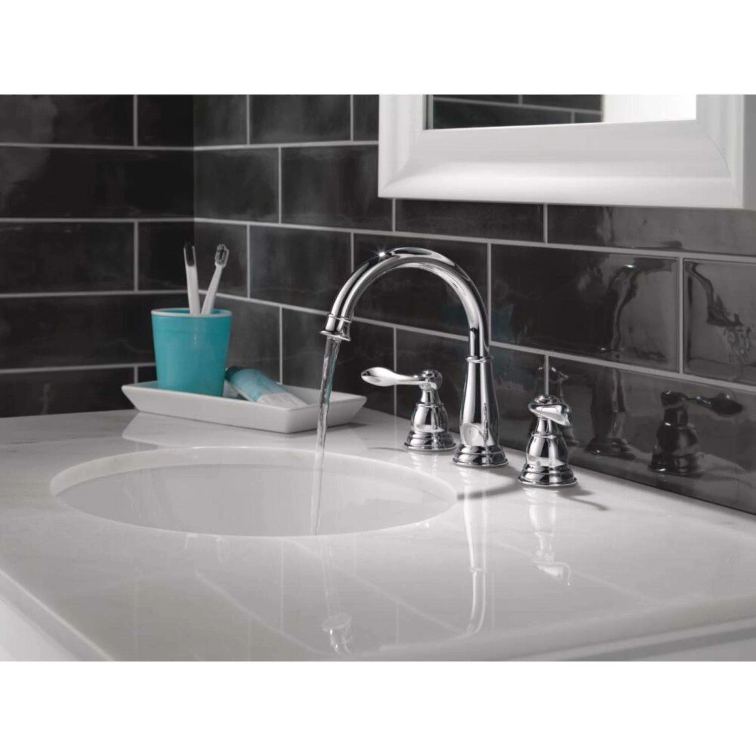 Delta Windemere Chrome Widespread Bathroom Sink Faucet 8 In. 5 Delta Windemere Chrome Widespread Bathroom Sink Faucet 8 In. - Image 5