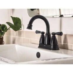 Moen Banbury Matte Black Centerset Bathroom Sink Faucet 4 In. -ACE Shop 8cf3bd5b 66cf 4376 823b 1fc934a8c24f