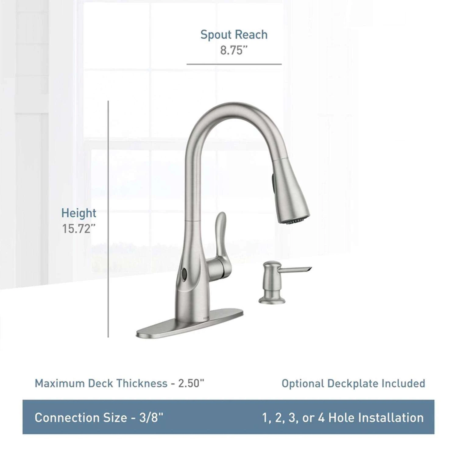 Moen Arlo One Handle Stainless Steel Motion Sensing Pull-Down Kitchen Faucet 7 Moen Arlo One Handle Stainless Steel Motion Sensing Pull-Down Kitchen Faucet - Image 7