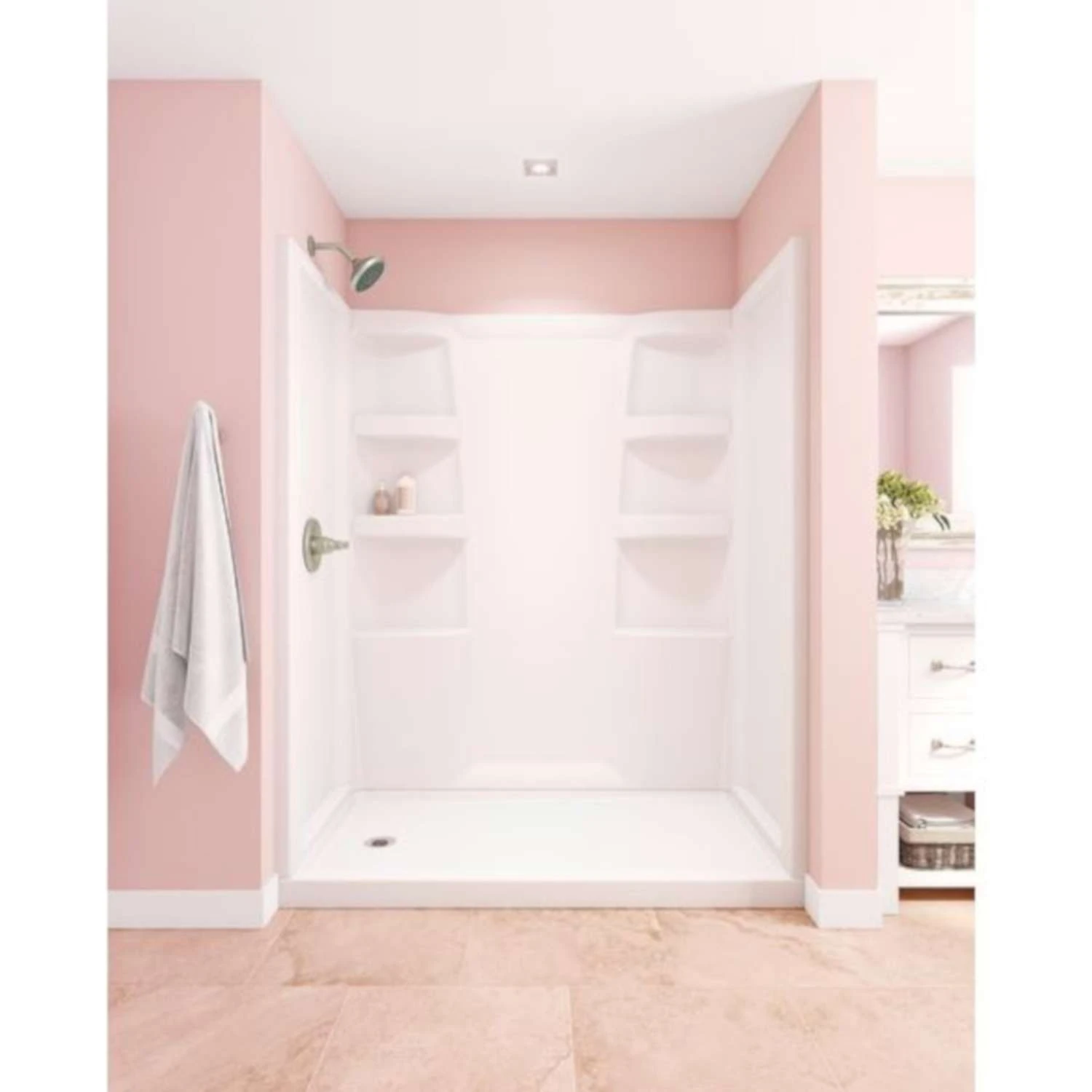 Delta Hycroft 4.5 In. H X 32 In. W X 60 In. L White Shower Base 5 Delta Hycroft 4.5 In. H X 32 In. W X 60 In. L White Shower Base - Image 5