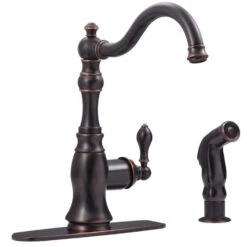 Ultra Faucets Signature One Handle Oil Rubbed Bronze Kitchen Faucet Side Sprayer Included