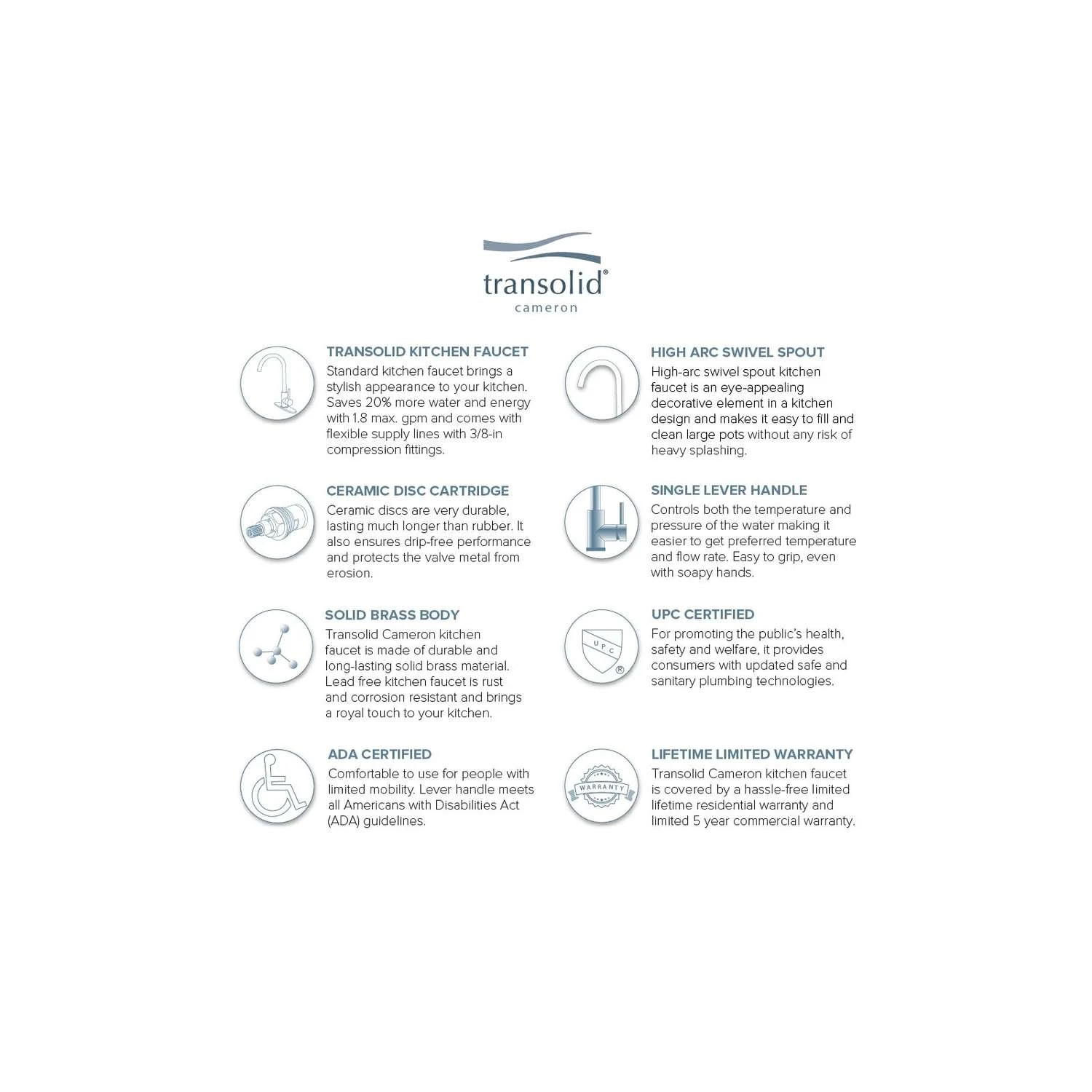 Transolid One Handle Stainless Steel Kitchen Faucet 5 Transolid One Handle Stainless Steel Kitchen Faucet - Image 5