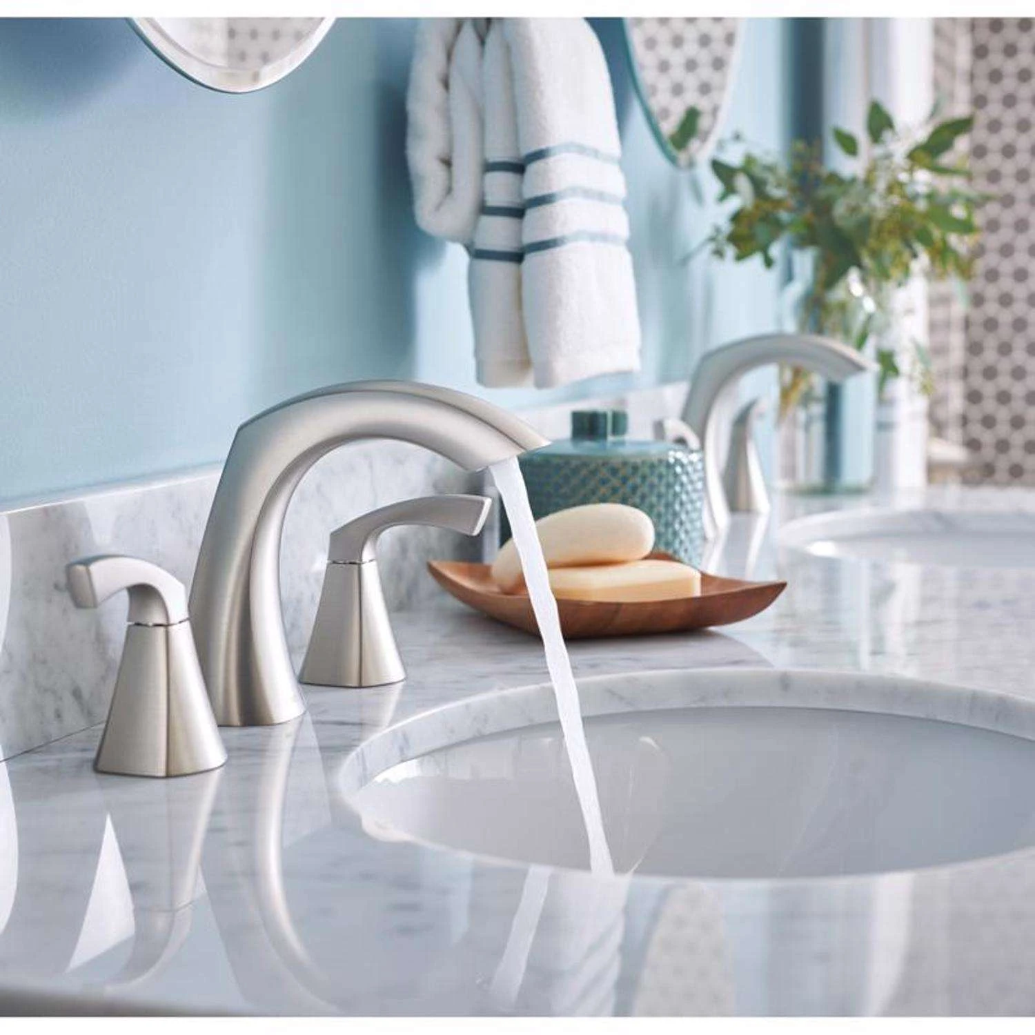 Moen Lindor Brushed Nickel Widespread Bathroom Sink Faucet 8 - 16 In. 3 Moen Lindor Brushed Nickel Widespread Bathroom Sink Faucet 8 - 16 In. - Image 3