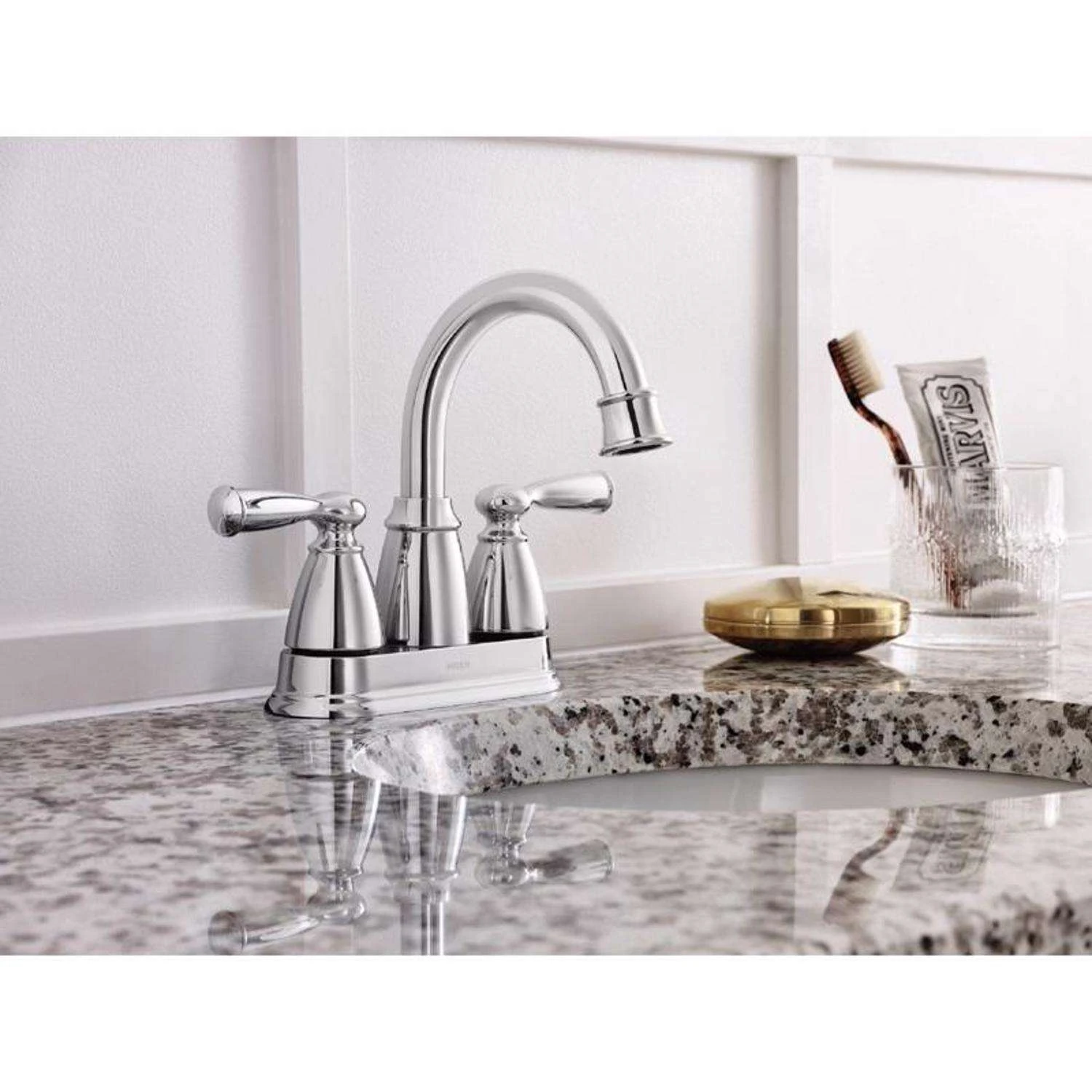 Moen Banbury Chrome Centerset Bathroom Sink Faucet 4 In. 2 Moen Banbury Chrome Centerset Bathroom Sink Faucet 4 In. - Image 2