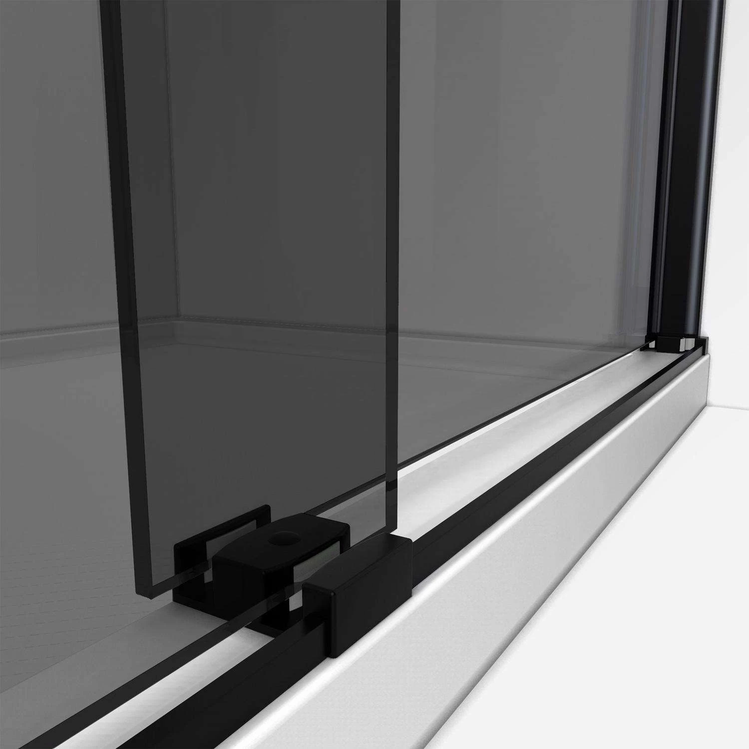 DreamLine Sapphire 60 In. H X 60 In. W Satin Black Smoke Gray Semi-Frameless Tub Door 4 DreamLine Sapphire 60 In. H X 60 In. W Satin Black Smoke Gray Semi-Frameless Tub Door - Image 4