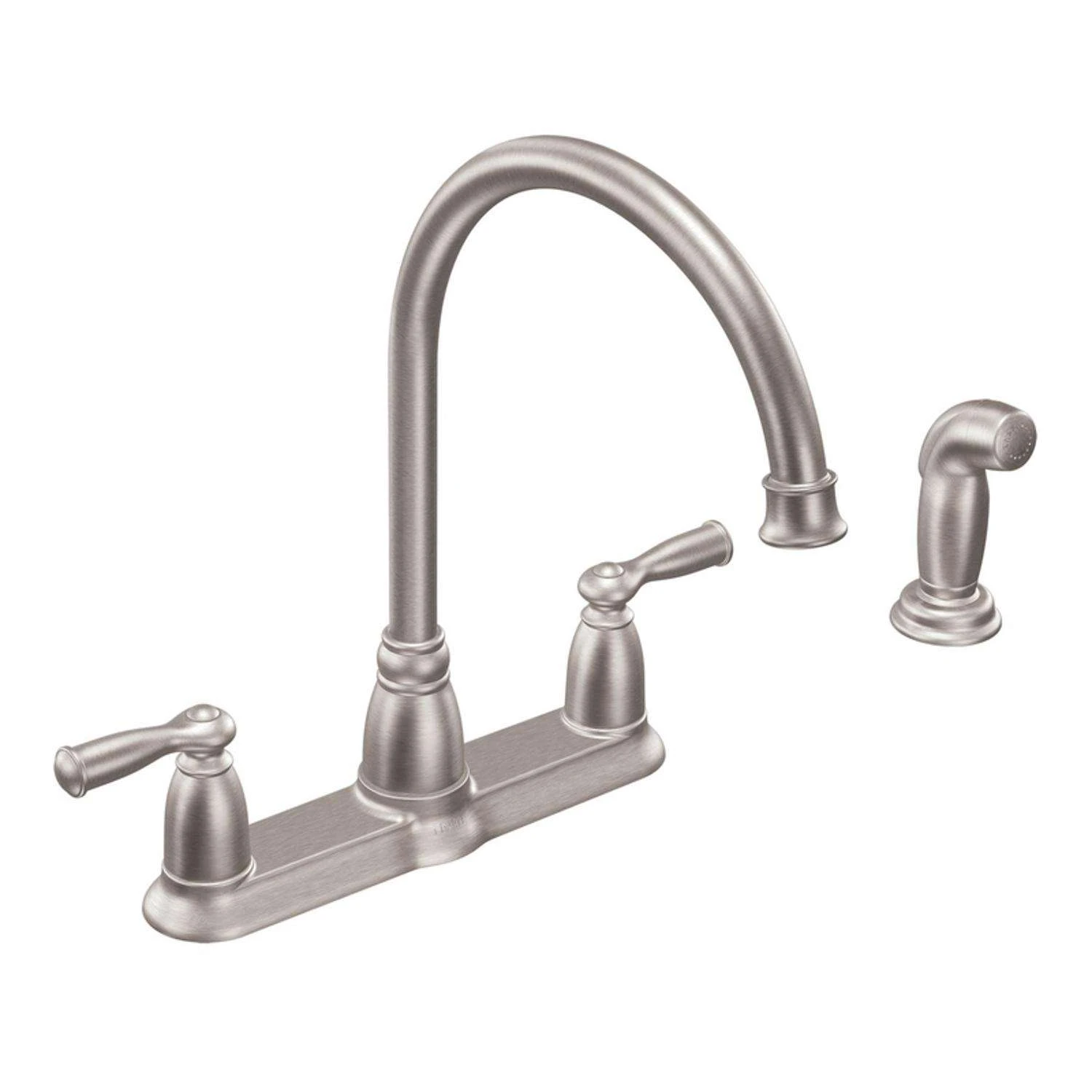 Moen Banbury Two Handle Stainless Steel Kitchen Faucet Side Sprayer Included 1 Moen Banbury Two Handle Stainless Steel Kitchen Faucet Side Sprayer Included