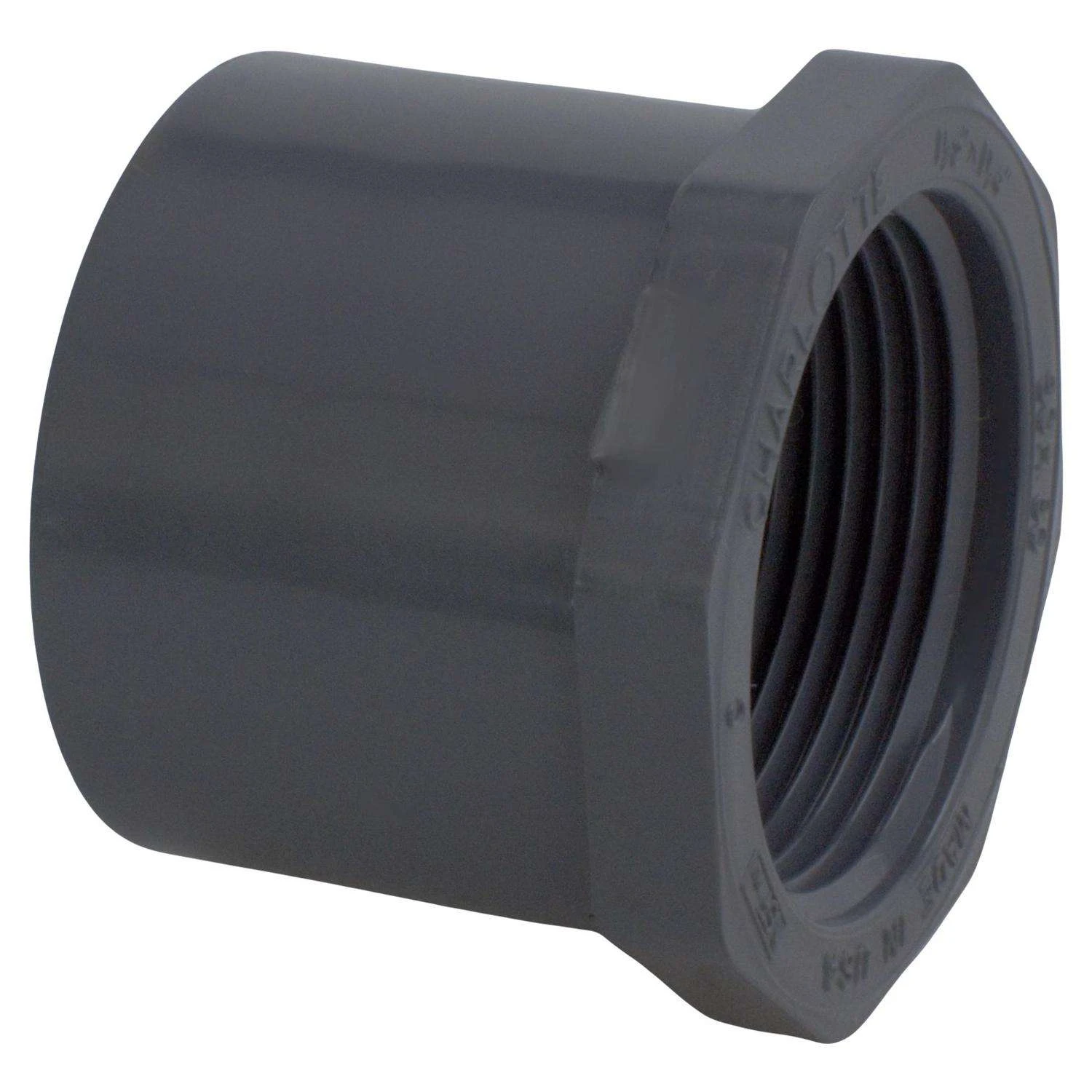 Charlotte Pipe Schedule 80 1-1/2 In. Spigot X 1-1/4 In. D FPT PVC Reducing Bushing 1 Pk 1 Charlotte Pipe Schedule 80 1-1/2 In. Spigot X 1-1/4 In. D FPT PVC Reducing Bushing 1 Pk