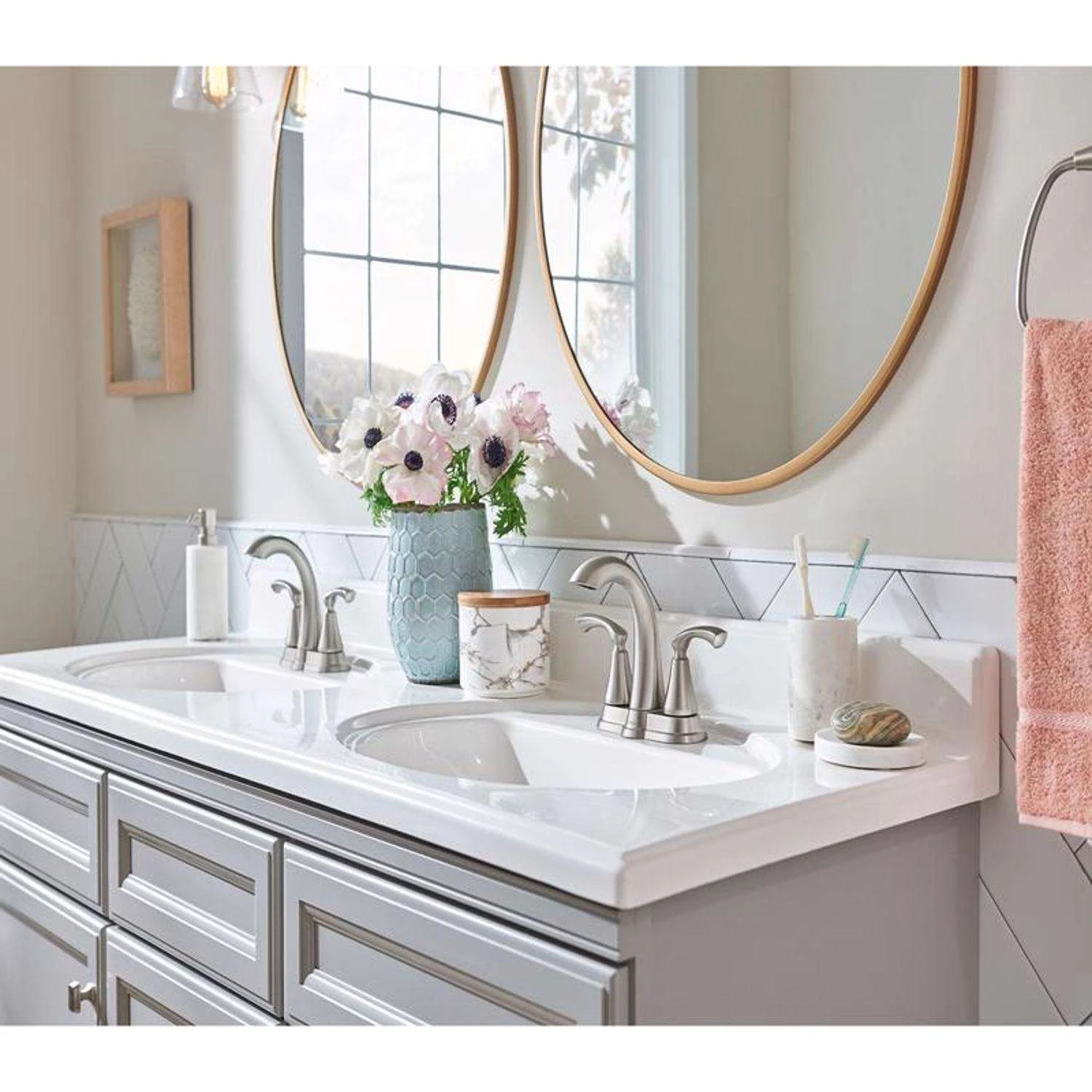 Moen Tiffin Brushed Nickel Bathroom Faucet 4 In. 5 Moen Tiffin Brushed Nickel Bathroom Faucet 4 In. - Image 5