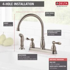 Delta Windemere Two Handle Stainless Steel Kitchen Faucet Side Sprayer Included -ACE Shop c7451ac2 63ad 4b99 b443 9d78cb97f2fd