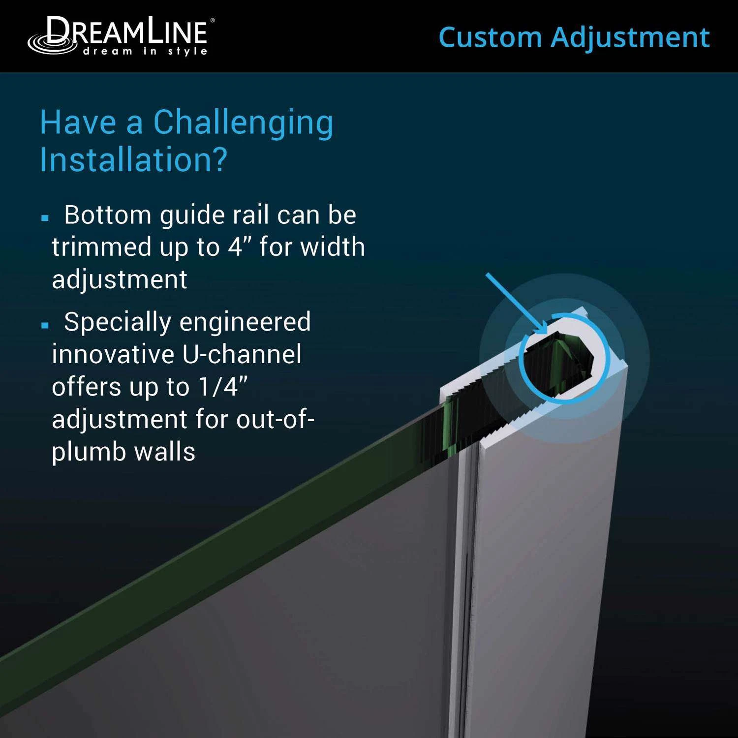 DreamLine Mirage-X 58 In. H X 56-60 In. W Chrome Frameless Tub Door 2 DreamLine Mirage-X 58 In. H X 56-60 In. W Chrome Frameless Tub Door - Image 2