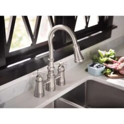 Moen Weymouth Two Handle Stainless Steel Pull-Down Kitchen Faucet -ACE Shop d6ed4104 eba0 4268 893b 23f7f491f0bc