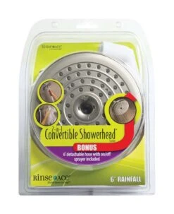 Rinse Ace 2-in-1 White ABS 1 Settings Convertible Showerhead 2.5 Gpm