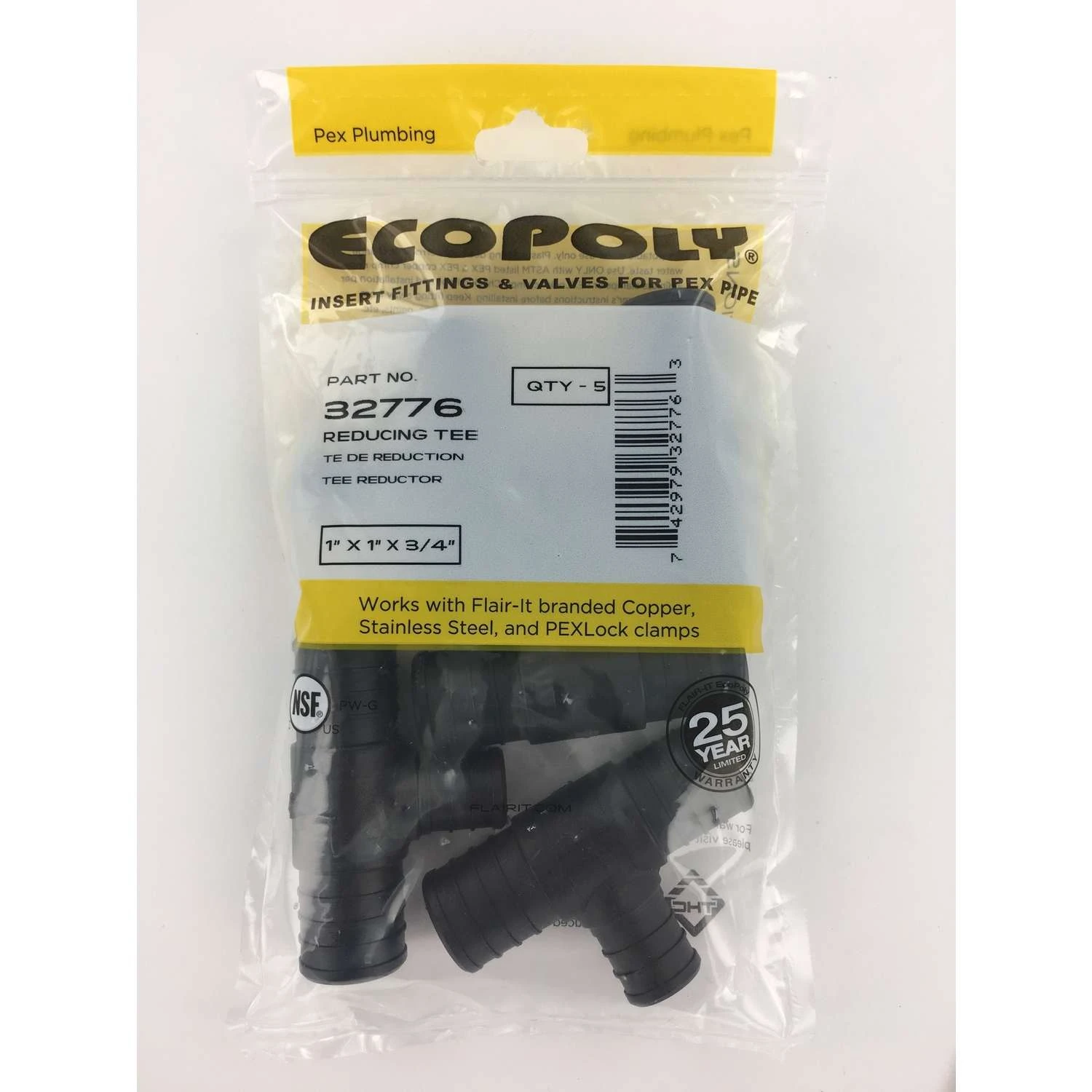 Flair-It Ecopoly 1 In. PEX Barb X 1 In. D PEX Reducing Tee 2 Flair-It Ecopoly 1 In. PEX Barb X 1 In. D PEX Reducing Tee - Image 2
