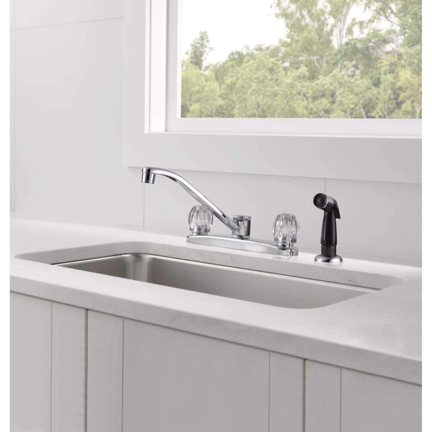 Peerless Two Handle Chrome Kitchen Faucet Side Sprayer Included 3 Peerless Two Handle Chrome Kitchen Faucet Side Sprayer Included - Image 3