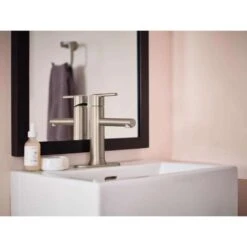 Moen Arlys Brushed Nickel Bathroom Faucet 4 In. -ACE Shop e4218782 a6f7 401d 93a6 9a333e210612