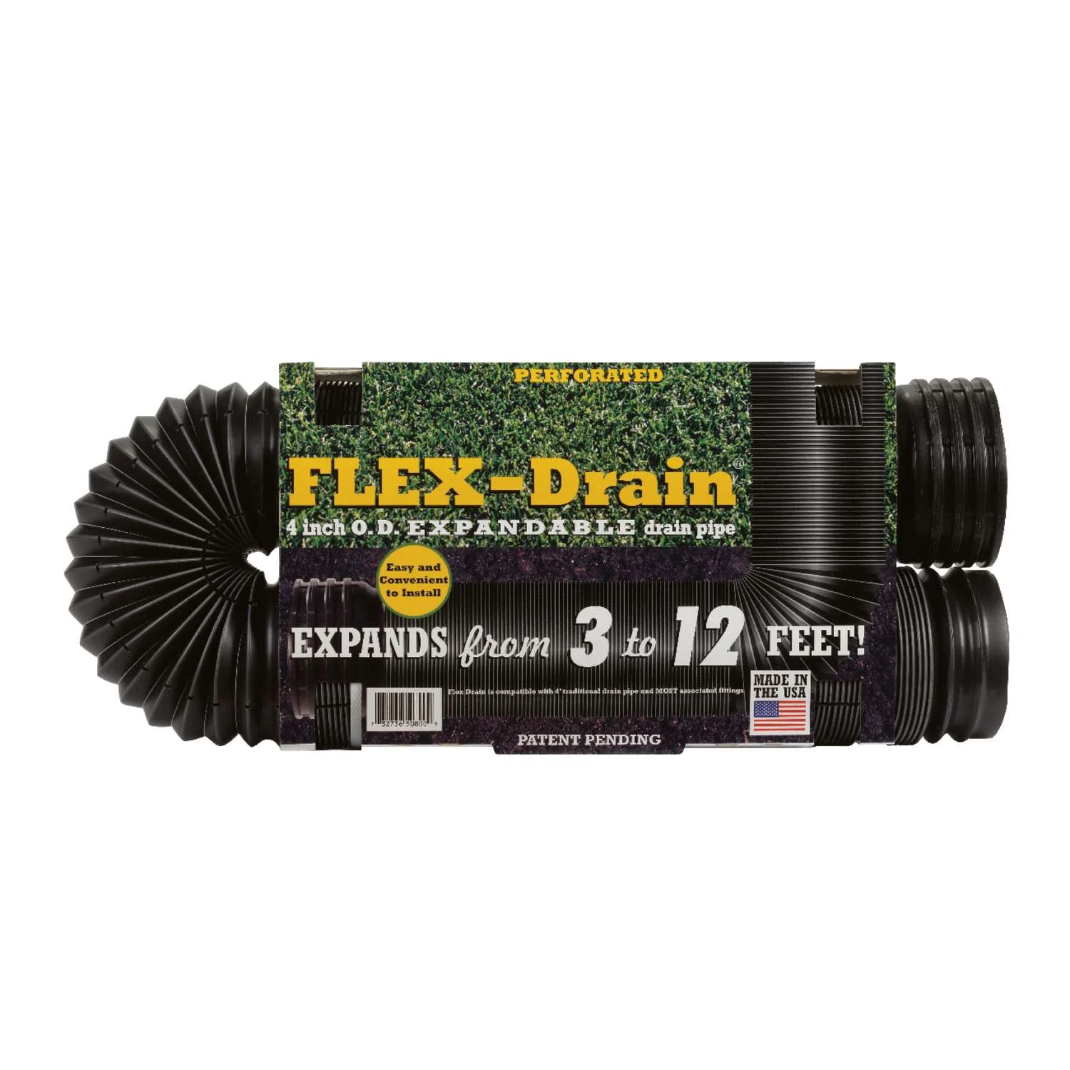 Flex-Drain 4 In. D X 12 Ft. L Polypropylene Perforated Drain Pipe 1 Flex-Drain 4 In. D X 12 Ft. L Polypropylene Perforated Drain Pipe