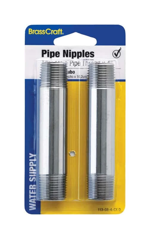 BrassCraft 1/2 In. MIP Pc Brass Nipple 4 In. L 1 BrassCraft 1/2 In. MIP Pc Brass Nipple 4 In. L