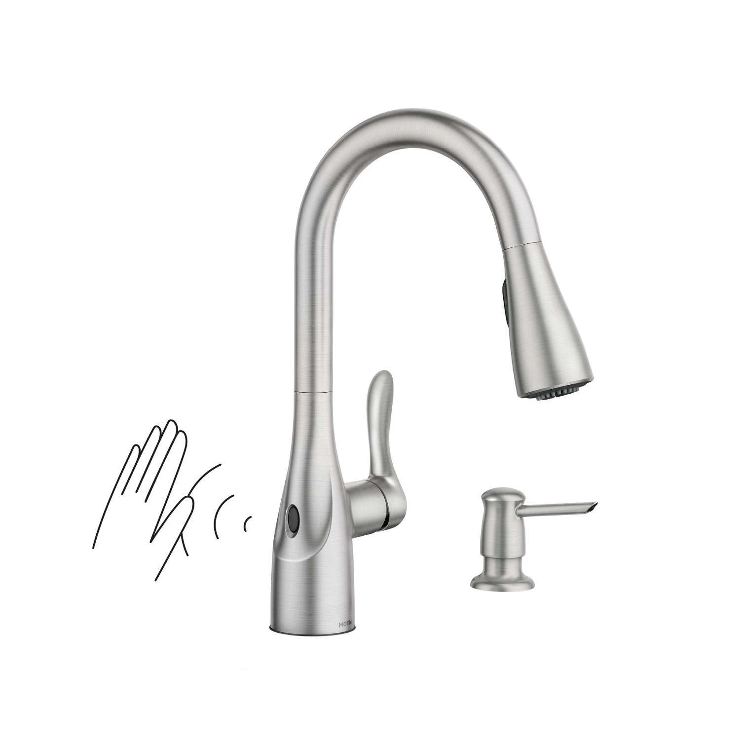 Moen Arlo One Handle Stainless Steel Motion Sensing Pull-Down Kitchen Faucet 1 Moen Arlo One Handle Stainless Steel Motion Sensing Pull-Down Kitchen Faucet