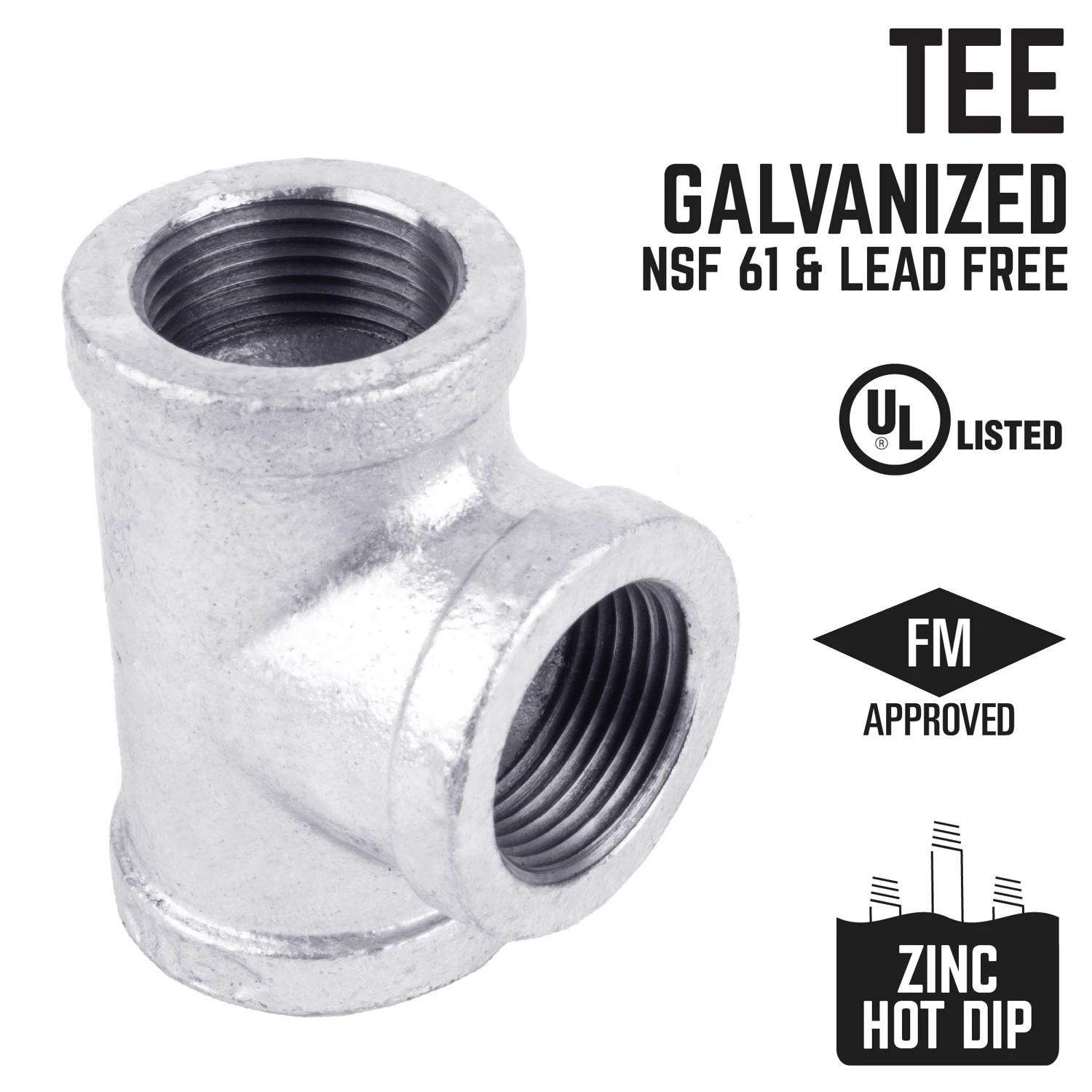 STZ Industries 4 In. FIP Each X 4 In. D FIP 4 In. D FIP Galvanized Malleable Iron Tee 2 STZ Industries 4 In. FIP Each X 4 In. D FIP 4 In. D FIP Galvanized Malleable Iron Tee - Image 2