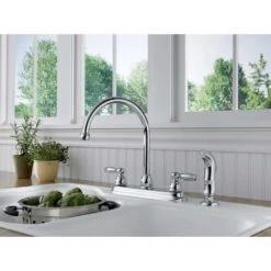 Peerless Claymore Two Handle Chrome Kitchen Faucet Side Sprayer Included -ACE Shop fc8d90a2 44fe 4394 9df4 ce087aabe20f